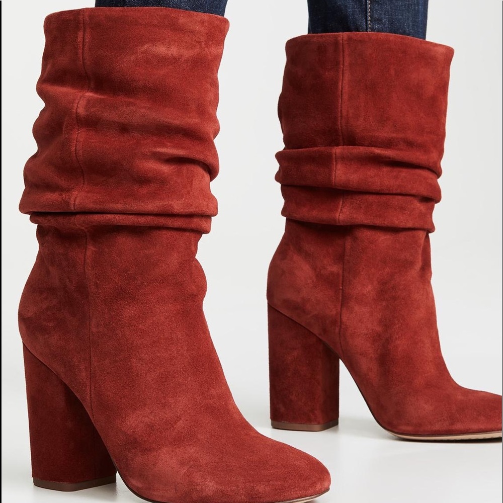 Splendid “Phyllis” Suede Block-heel Slouch Mid calf Boots | Women’s US Size 8.5